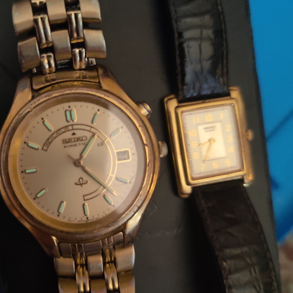 Nwot men's Seiko watch SEIKO KINETIC model  Gents Gold Plated & women's Seiko